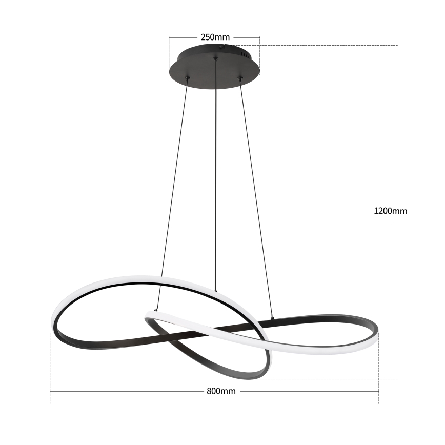 BRILAGI - LED диммируемая подвесная люстра на тросе INFINITY LED/80W/230V 3000-6000K 80x80 см чёрная + дистанционное управление