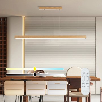 Brilagi - Диммируемая LED-люстра на тросе OAK SMART LED/30 Вт/230 В Wi-Fi Tuya, отделка дуб, в комплекте пульт дистанционного управления
