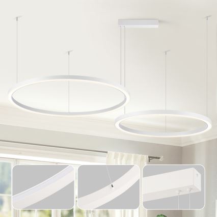 Brilagi - LED диммируемая подвесная люстра на тросе PORTOFINO LED/98W/230V 3000-6000K белая + пульт дистанционного управления