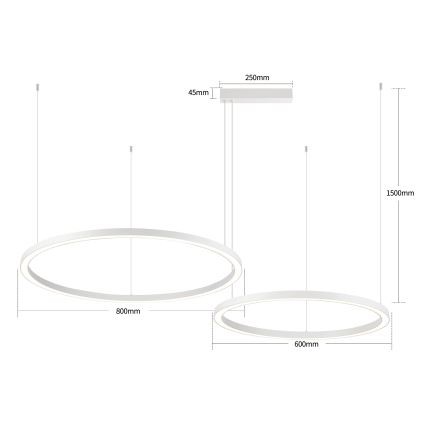 Brilagi - LED диммируемая подвесная люстра на тросе PORTOFINO LED/98W/230V 3000-6000K белая + пульт дистанционного управления