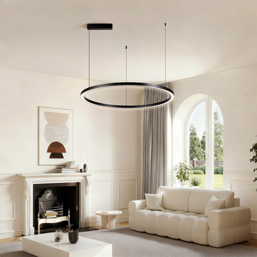 Brilagi - диммируемая подвесная люстра на тросе PORTOFINO LED/60W/2300V 3000-6000K диаметр 80 см черная + дистанционное управление