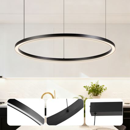 Brilagi - диммируемая подвесная люстра на тросе PORTOFINO LED/60W/2300V 3000-6000K диаметр 80 см черная + дистанционное управление