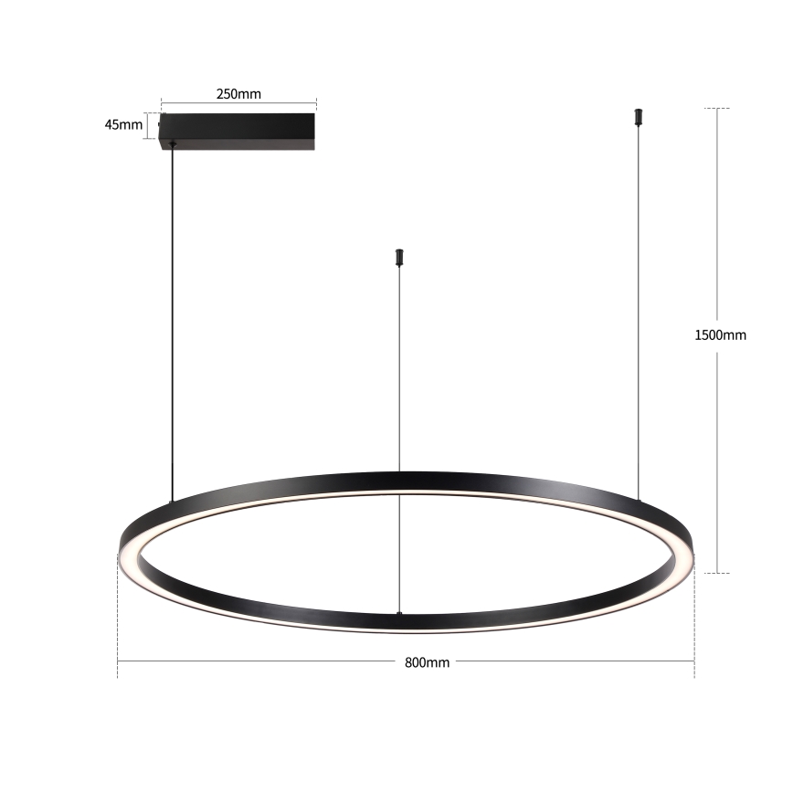 Brilagi - диммируемая подвесная люстра на тросе PORTOFINO LED/60W/2300V 3000-6000K диаметр 80 см черная + дистанционное управление
