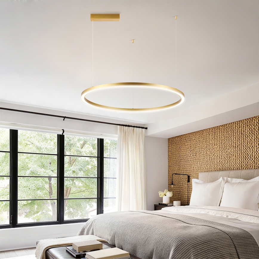 Brilagi - диммируемая LED-люстра на тросе PORTOFINO LED/60 Вт/230 В 3000–6000 К Ø 80 см золотая + пульт дистанционного управления