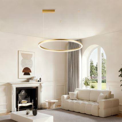 Brilagi - диммируемая LED-люстра на тросе PORTOFINO LED/60 Вт/230 В 3000–6000 К Ø 80 см золотая + пульт дистанционного управления