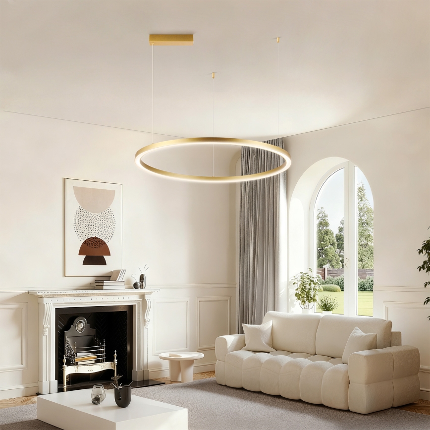 Brilagi - диммируемая LED-люстра на тросе PORTOFINO LED/60 Вт/230 В 3000–6000 К Ø 80 см золотая + пульт дистанционного управления