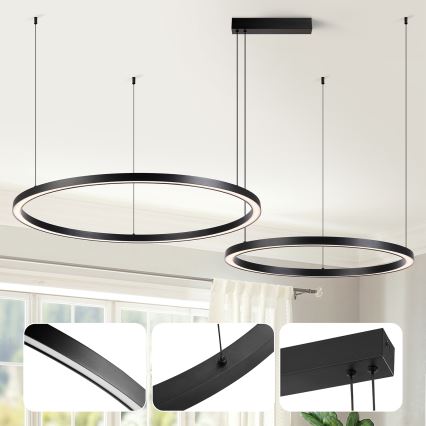 Brilagi - диммируемая светодиодная (LED) люстра на тросе PORTOFINO, 98 Вт, 230 В, 3000–6000K, черная — с пультом дистанционного управления