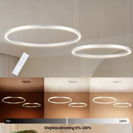 Brilagi - диммируемая LED-люстра на тросе PORTOFINO LED/98W/230V 3000-6000K серебристая + пульт дистанционного управления