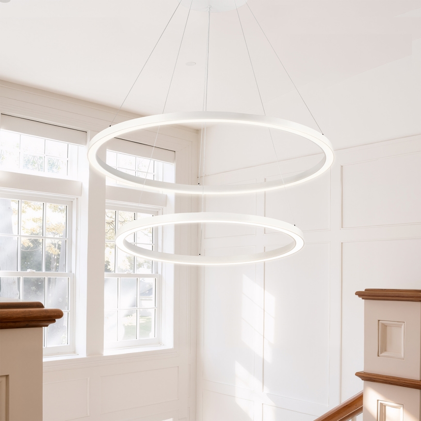 Brilagi - диммируемая LED-люстра на тросе PORTOFINO LED/98 Вт/230 В 3000–6000 К, диаметр 80 см, белая + пульт дистанционного управления