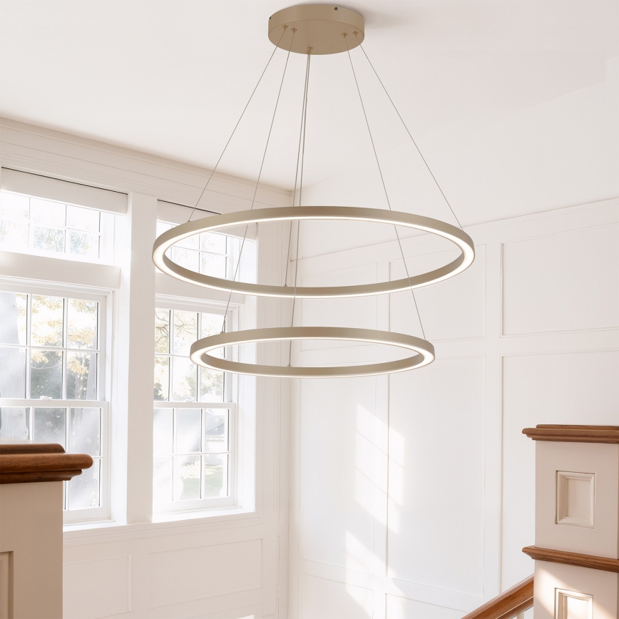 Brilagi - LED диммируемая подвесная люстра на тросе PORTOFINO LED/98W/230V 3000-6000K диаметр 80 см бежевого цвета + пульт дистанционного управления