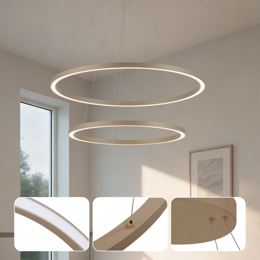 Brilagi - LED диммируемая подвесная люстра на тросе PORTOFINO LED/98W/230V 3000-6000K диаметр 80 см бежевого цвета + пульт дистанционного управления