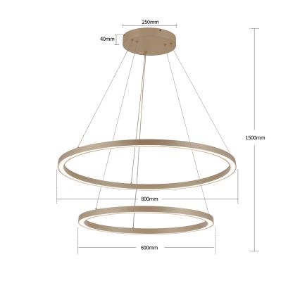Brilagi - LED диммируемая подвесная люстра на тросе PORTOFINO LED/98W/230V 3000-6000K диаметр 80 см бежевого цвета + пульт дистанционного управления