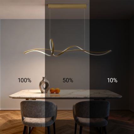 Brilagi - Диммируемая LED-люстра на тросе SIGNATURE LED/55W/230V 3000-6000K 120x23 cm золотая + пульт дистанционного управления