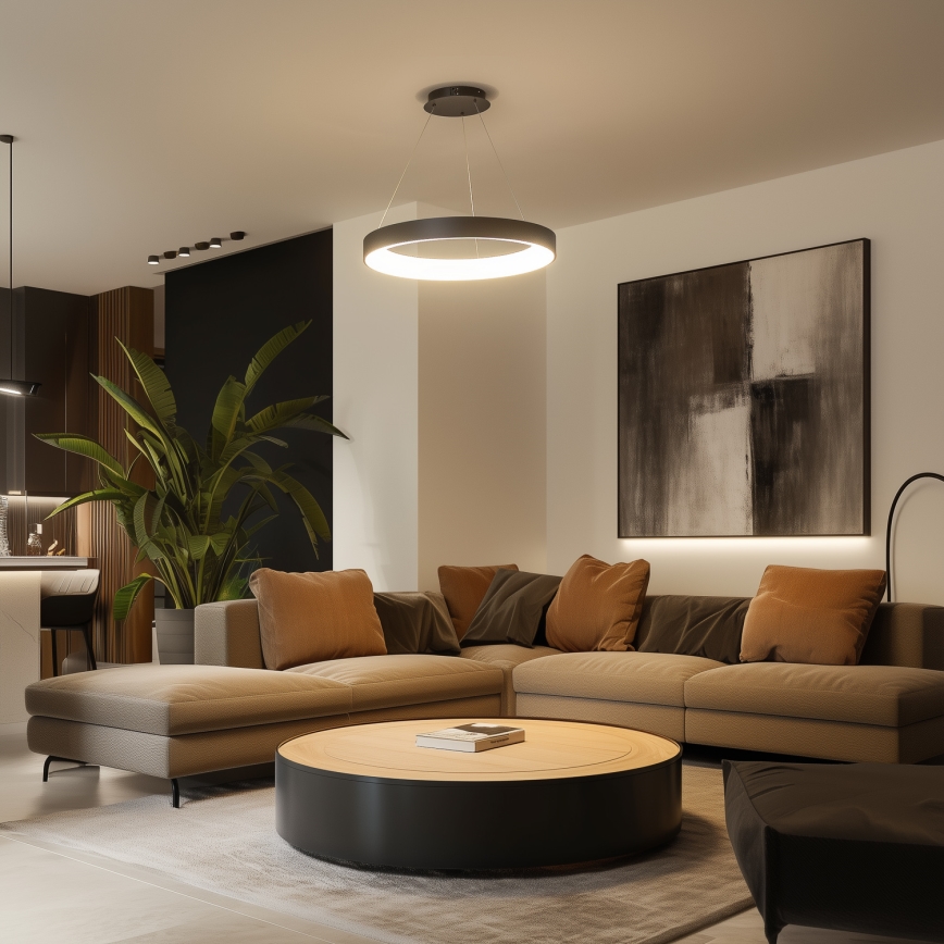 Brilagi - диммируемая LED-подвесная люстра на тросе FALCON II, 99 Вт, 230 В, 3000–6500 К, диаметр 60 см, чёрная, в комплекте пульт ДУ