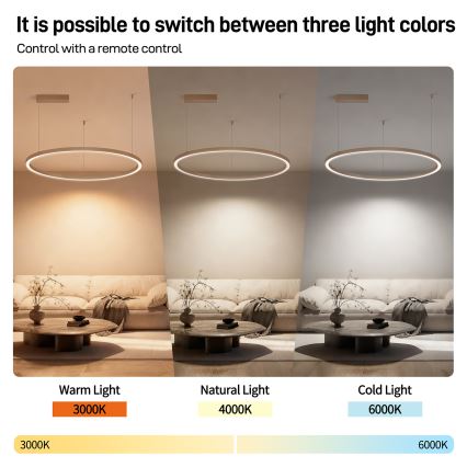 Brilagi - диммируемая LED-люстра на тросе PORTOFINO LED/60W/230V 3000-6000K диам. 80 cm бежевая + пульт дистанционного управления