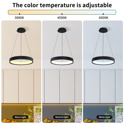Brilagi - диммируемая LED-люстра на тросе FALCON MODERN LED/30W/230V 3000-6500K Ø 40 см черный + пульт дистанционного управления