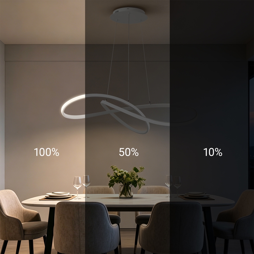 Brilagi - Диммируемая LED-подвесная люстра на тросах INFINITY LED/80W/230V 3000-6000K 80x80 cm белая + пульт ДУ