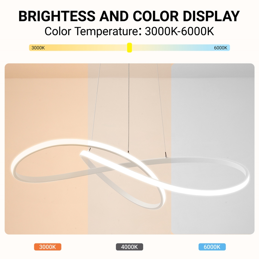 Brilagi - Диммируемая LED-подвесная люстра на тросах INFINITY LED/80W/230V 3000-6000K 80x80 cm белая + пульт ДУ