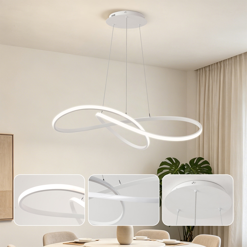 Brilagi - Диммируемая LED-подвесная люстра на тросах INFINITY LED/80W/230V 3000-6000K 80x80 cm белая + пульт ДУ