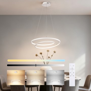 Brilagi - Диммируемая светодиодная люстра на тросе TWISTER LED/48Вт/230В 3000-6000К диаметр 50 см белая + пульт дистанционного управления