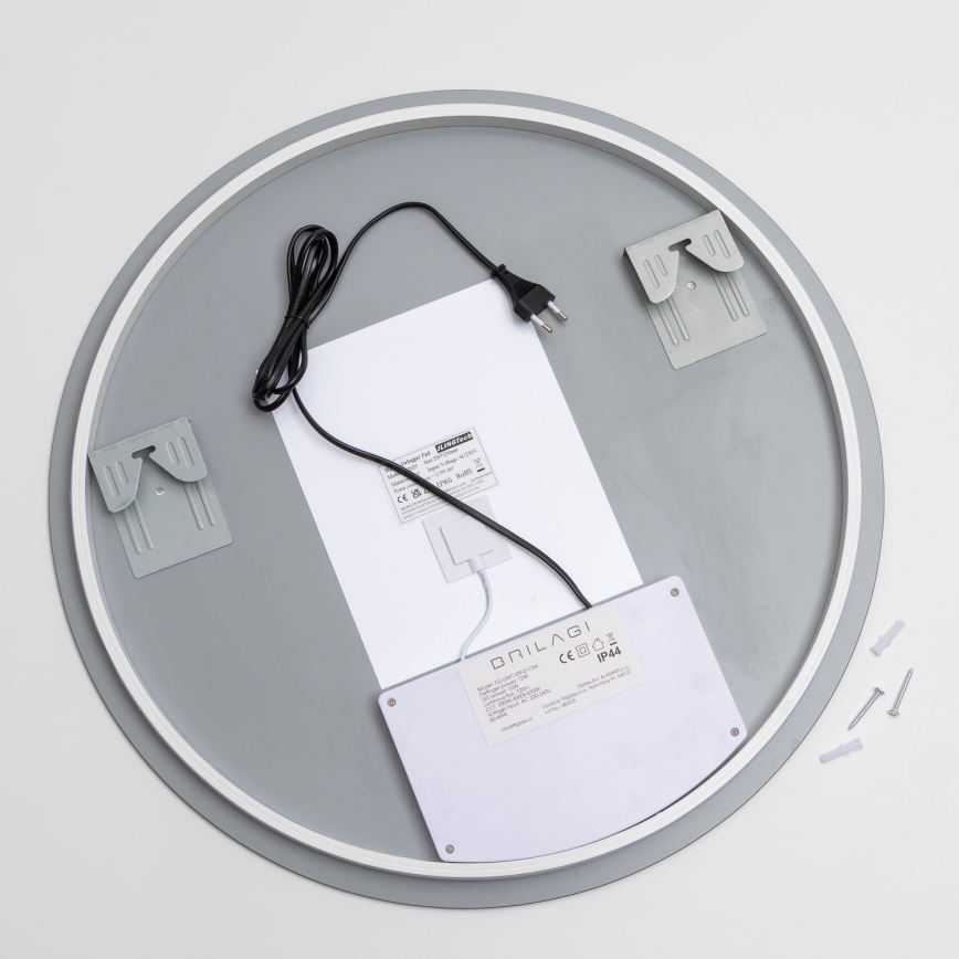 Brilagi - LED-зеркало для ванной с подогревом DEMI ECO, 12 Вт/230 В, диаметр 60 см, IP44, CRI 90, диммируемое + CCT