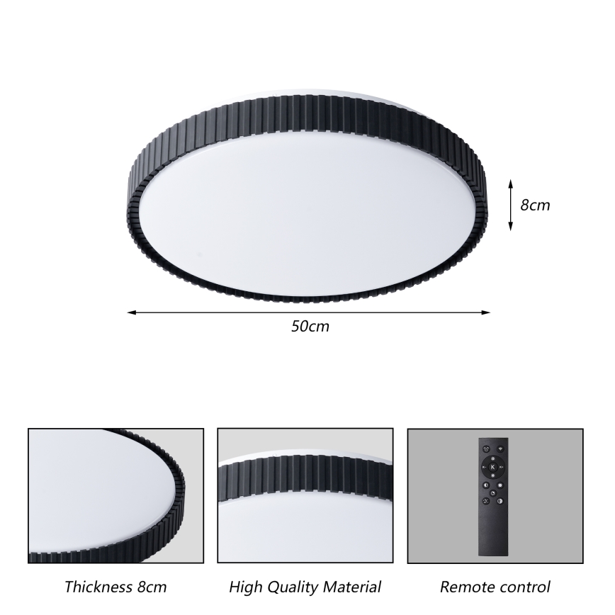 Brilagi - Диммируемый потолочный светильник LED CORVO LED/72W/230V 3000-6000K, черный, диаметр 50 см + пульт дистанционного управления