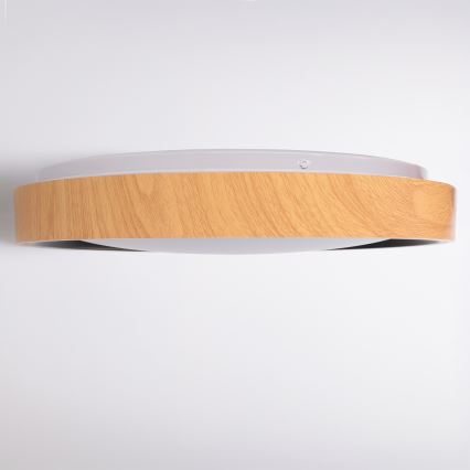 Brilagi - диммируемый потолочный светильник FLOCO LED/48W/230V 3000-6500K, Ø 40 см, декор под дерево/черный + пульт дистанционного управления
