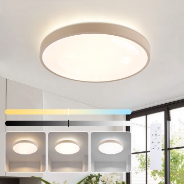 Brilagi - Диммируемый LED потолочный светильник GLASS POOL DOUBLE LED/48W/230V 3000-6000K 40 cm бежевый + пульт дистанционного управления