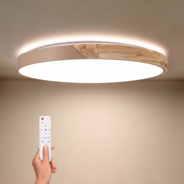 BRILAGI - диммируемый LED потолочный светильник PILANA LED/72W/230V 3000-6500K дуб/бежевый диаметр 80 см + дистанционное управление