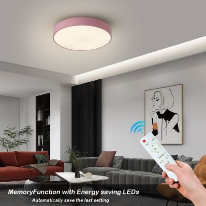 Brilagi - LED диммируемый потолочный светильник POOL LED/36W/230V 3000-6000K диам. 30 см розовый + пульт дистанционного управления