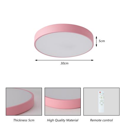 Brilagi - LED диммируемый потолочный светильник POOL LED/36W/230V 3000-6000K диам. 30 см розовый + пульт дистанционного управления
