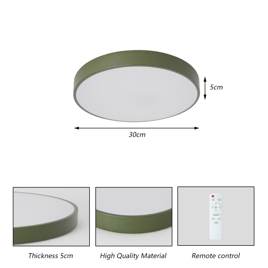Brilagi - диммируемый LED потолочный светильник POOL LED/36W/230V 3000-6000K диаметр 30 см зелёный + пульт дистанционного управления
