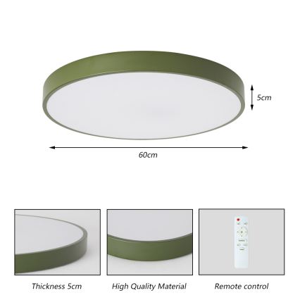 Brilagi - LED диммируемый потолочный светильник POOL LED/60W/230V 3000–6000K, диаметр 60 см, зелёный, в комплекте пульт дистанционного управления