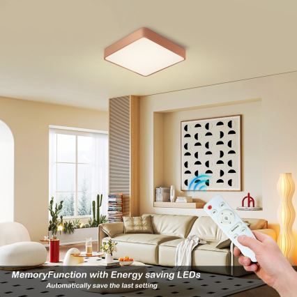 BRILAGI - диммируемый LED потолочный светильник POOL SQUARE LED/48W/230V 3000-6000K 50x50 cm медный + пульт дистанционного управления