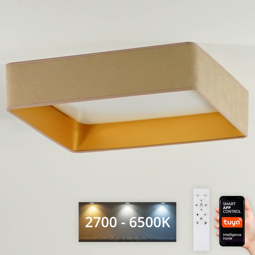 Brilagi - диммируемый LED потолочный светильник VELVET SQUARE SMART LED/36W/230V 60x60 cm 2700-6500K Wi-Fi Tuya + пульт дистанционного управления бежевый