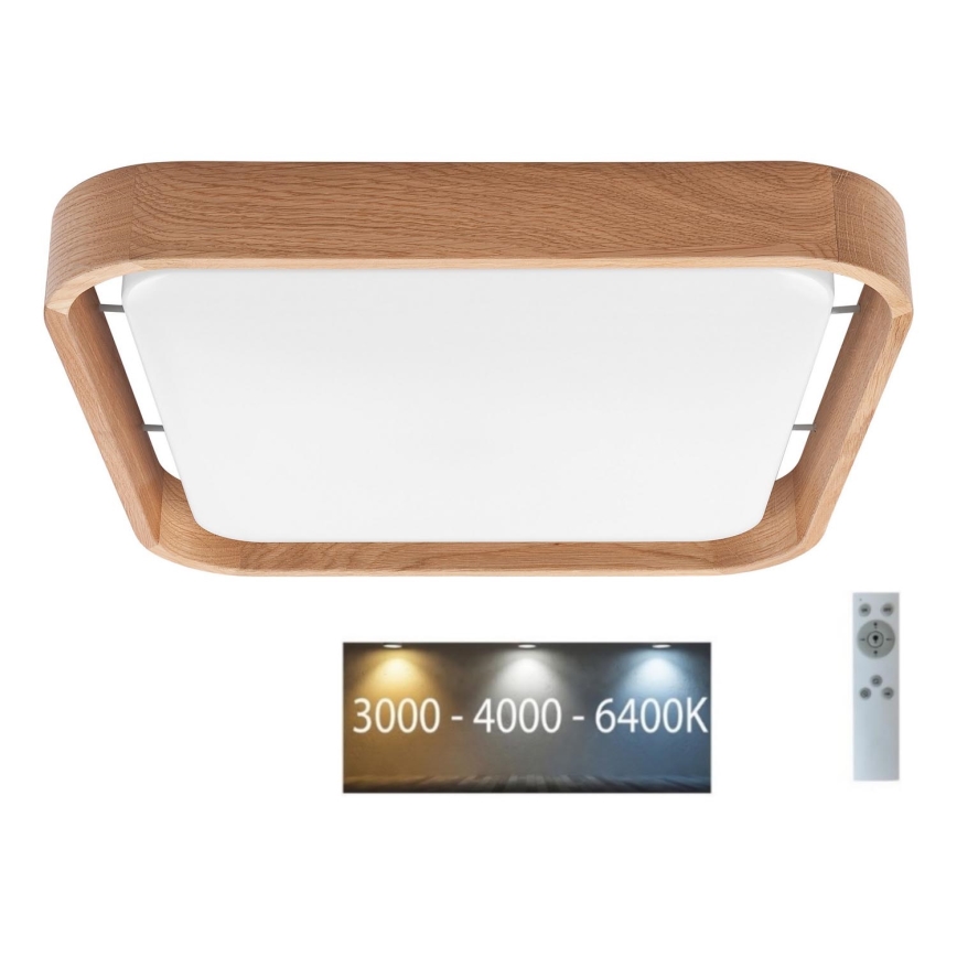 Brilagi - Диммируемый LED-потолочный светильник MANAROLA CUBIC LED/24 Вт/230 В 45x45 см 3000-6500K дуб + пульт дистанционного управления