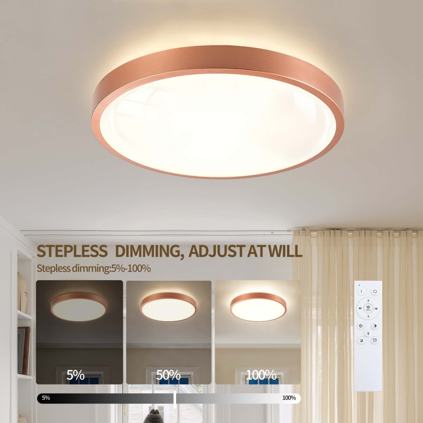BRILAGI - LED диммируемый потолочный светильник GLASS POOL DOUBLE LED/48W/230V Ø 40 см медный + пульт дистанционного управления
