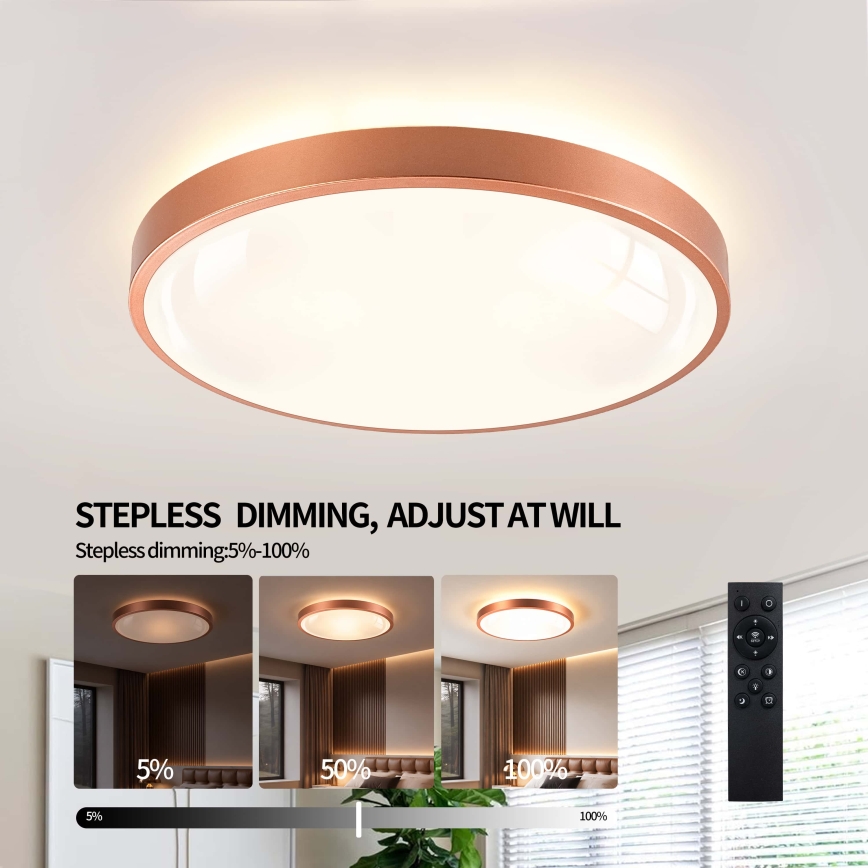 BRILAGI - Светодиодный диммируемый потолочный светильник GLASS POOL DOUBLE LED/60W/230V, диаметр 50 см, медный + пульт дистанционного управления