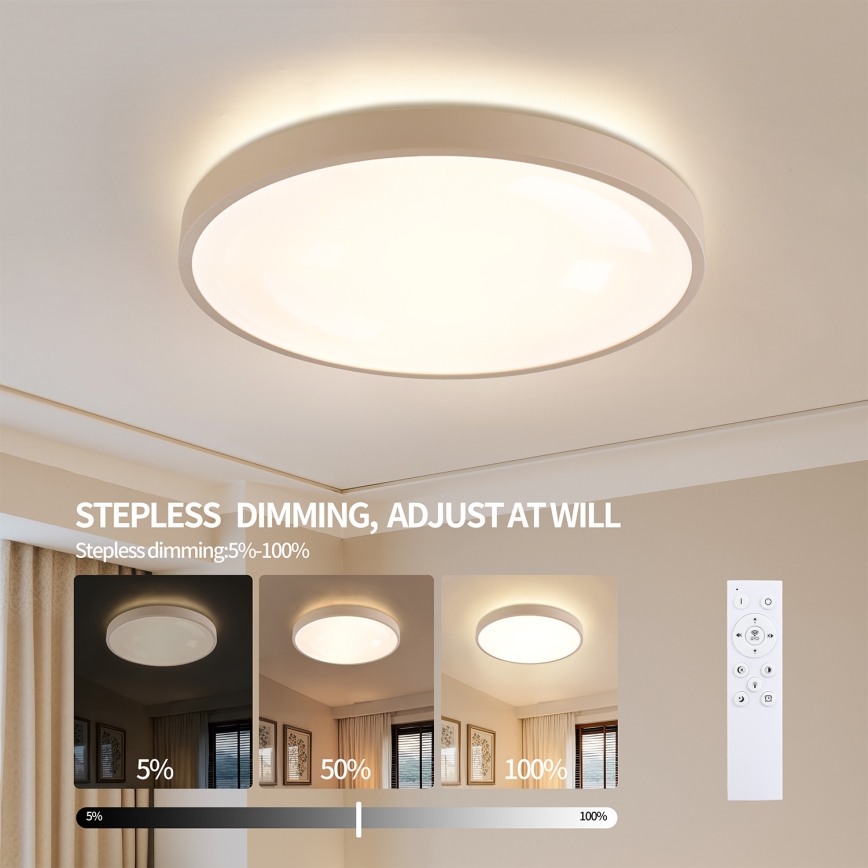 Brilagi - диммируемый светодиодный потолочный светильник GLASS POOL DOUBLE LED/80W/230V 3000-6000K 60 cm бежевый + пульт дистанционного управления