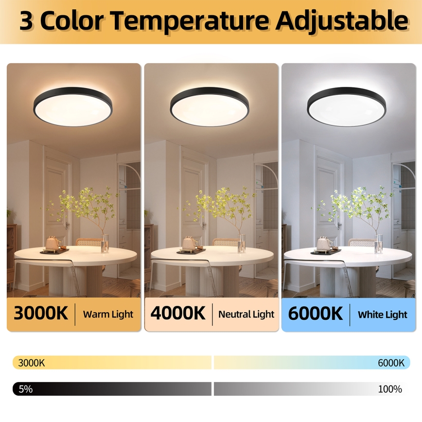 Brilagi - Диммируемый LED потолочный светильник GLASS POOL DOUBLE LED/80W/230V 3000-6000K 60 cm чёрный + дистанционное управление