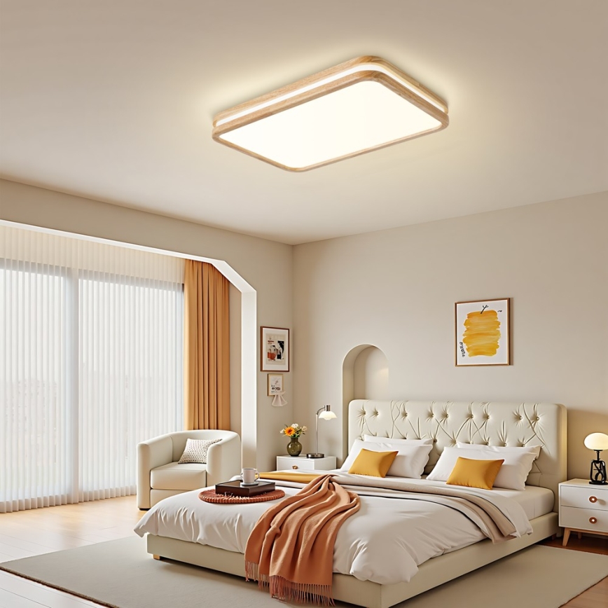 BRILAGI - диммируемый LED-потолочный светильник MOLINA SQUARE LED/54W/230V 3000-6000K дуб 60x40 см + пульт дистанционного управления