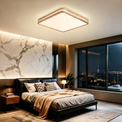 BRILAGI - Диммируемый потолочный LED-светильник MOLINA SQUARE LED/80W/230V 3000-6000K дуб 60×60 см + пульт дистанционного управления