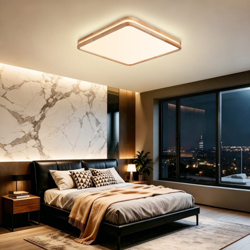 BRILAGI - Диммируемый потолочный LED-светильник MOLINA SQUARE LED/80W/230V 3000-6000K дуб 60×60 см + пульт дистанционного управления