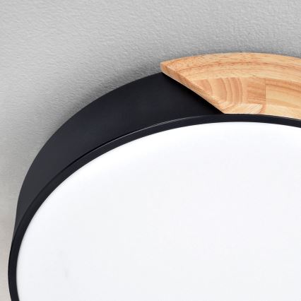 Brilagi - LED диммируемый потолочный светильник PILANA LED/60 Вт/230 В дуб/чёрный диам. 58,5 см + с пультом дистанционного управления