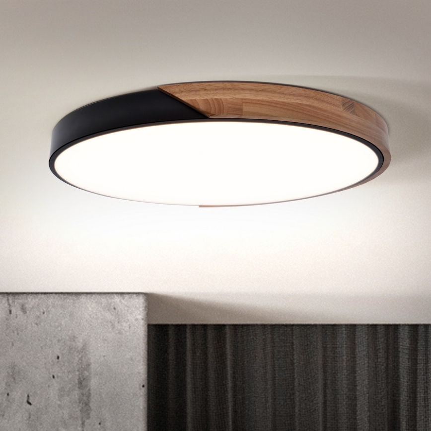 Brilagi - LED диммируемый потолочный светильник PILANA LED/60W/230V 3000-6500K дуб/черный диаметр 58,5 см + пульт дистанционного управления