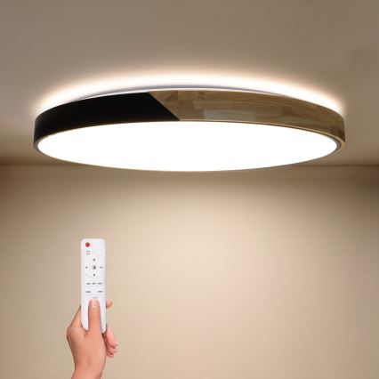 Brilagi - диммируемый потолочный светильник PILANA LED/72W/230V 3000-6500K дуб/черный, диаметр 80 см + пульт дистанционного управления