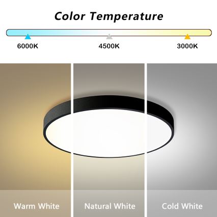 Brilagi - Диммируемый светодиодный потолочный светильник POOL LED/60W/230V 3000-6000K диам. 60 см чёрный + пульт дистанционного управления