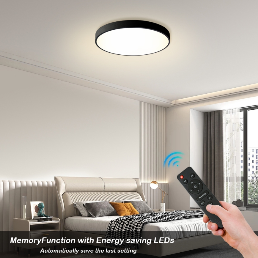 Brilagi - Диммируемый светодиодный потолочный светильник POOL LED/60W/230V 3000-6000K диам. 60 см чёрный + пульт дистанционного управления