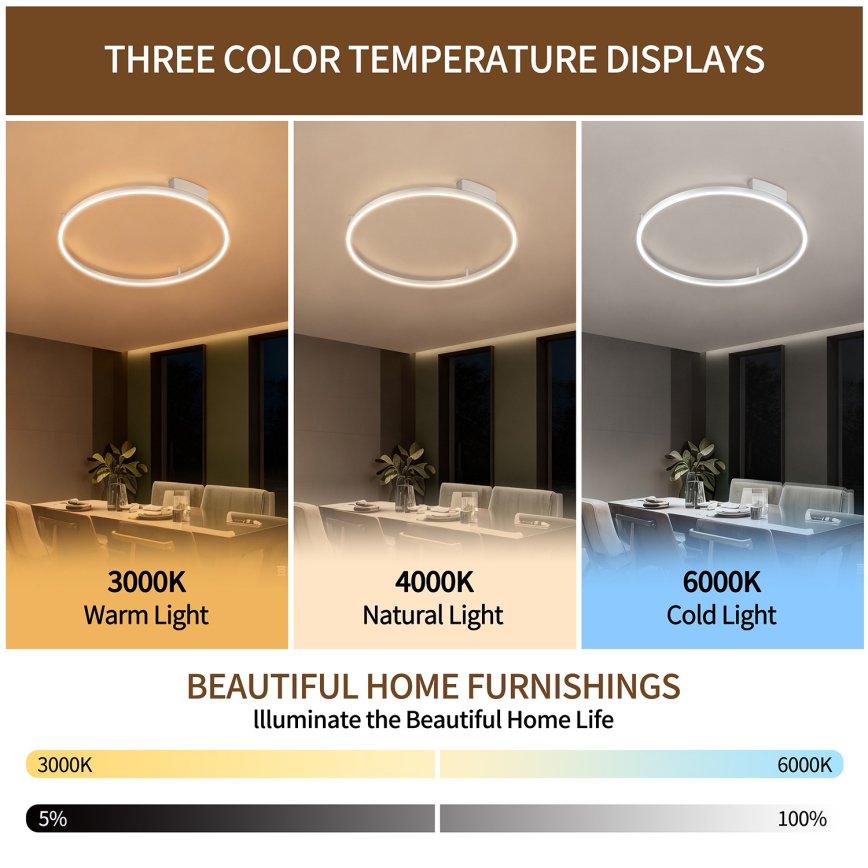 Brilagi - Диммируемый потолочный светильник PORTOFINO LED/60W/230V 3000-6000K диаметр 80 см серебристый + пульт ДУ