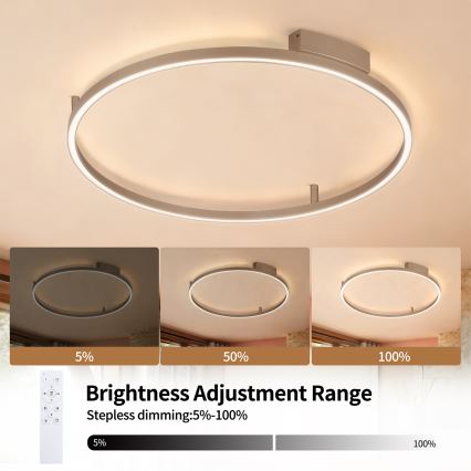 BRILAGI - диммируемый потолочный светильник PORTOFINO, LED/60 Вт/230 В, 3000–6000 К, диаметр 80 см, бежевый + пульт дистанционного управления